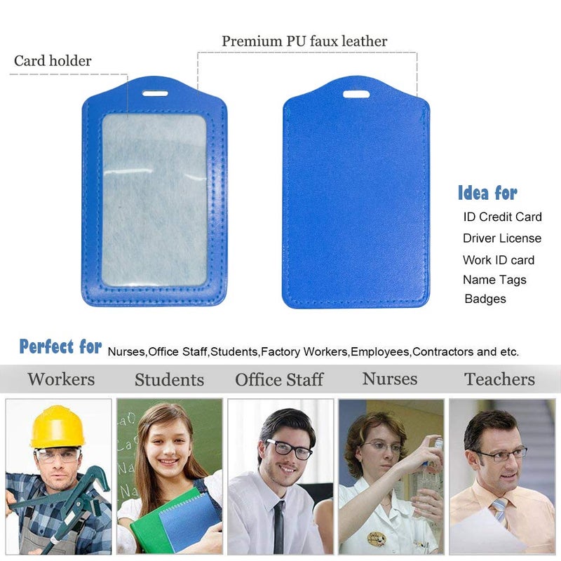 CREATIEE-PRO 20Pcs PU Leather Business ID Credit Card Badge Holder with Retractable Badge Holder Reel Clip (Vertical Version, Mixed Colors) - Image 2